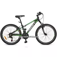 Спортивный велосипед 24д. WX 2345 BDE-15, черно-салатовый
